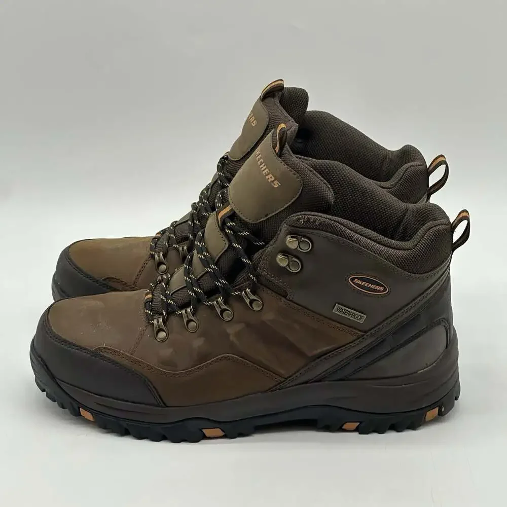 Skechers Traven Crazy Horse Brown Leather Waterproof Hiking Shoes Men's Size 12
